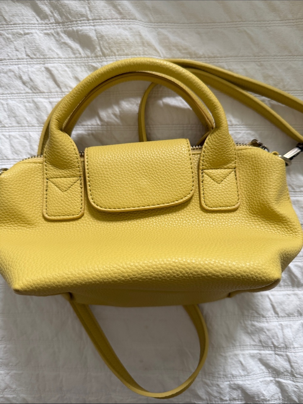 Yellow faux Leather Top-Handle Crossbody Bag